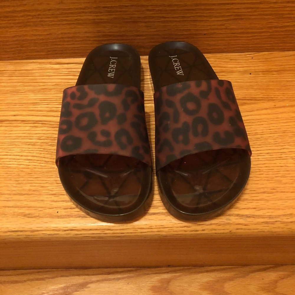J Crew leopard slides